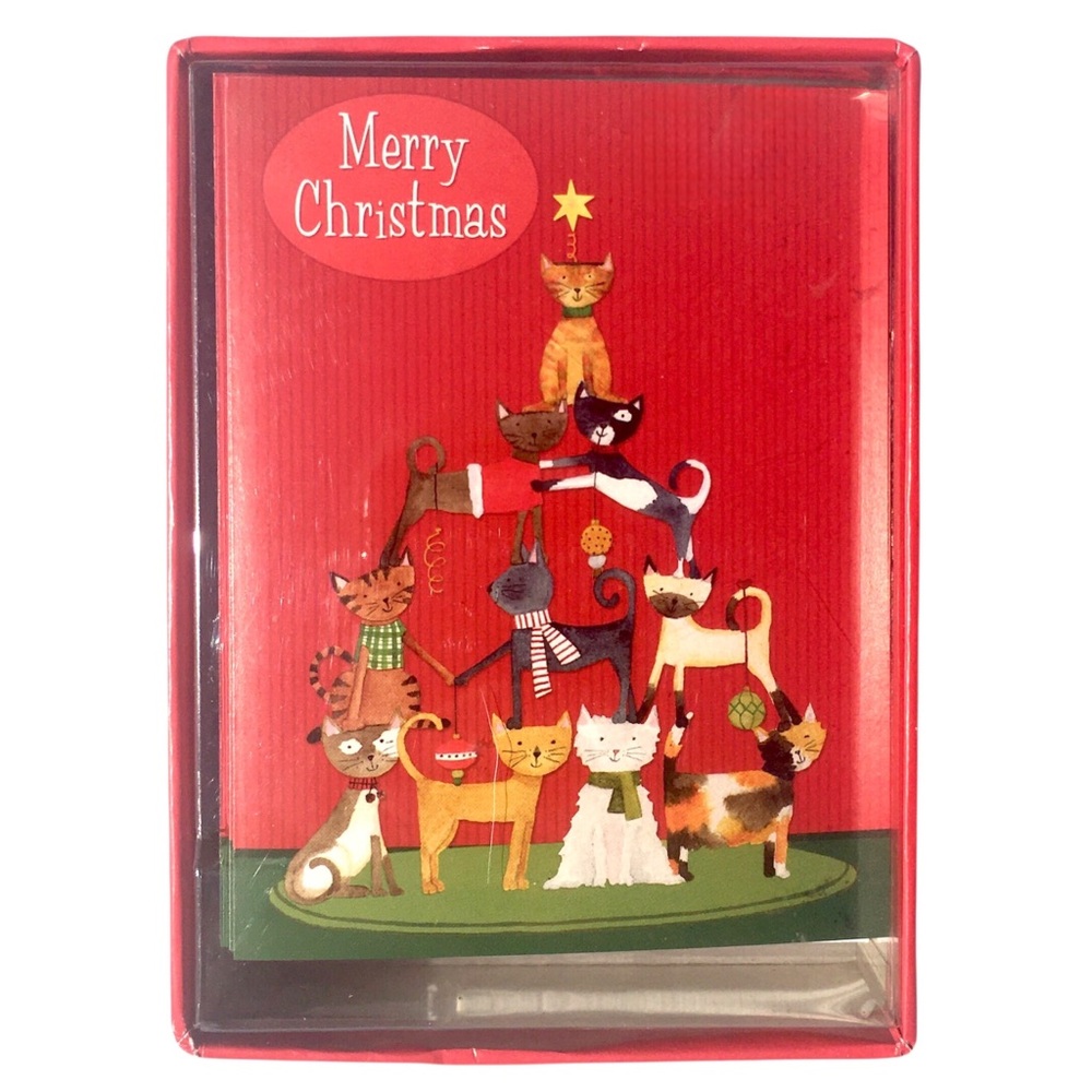 Kitty Cat Christmas Tree Boxed Greeting Cards, 20 ct